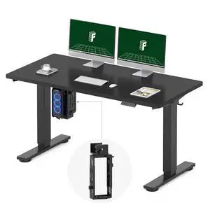 EN2 55''x28'' Electric Standing Desk with PC Stand Bundle, 1" Whole-Piece Desktop, Easy-to-Install Hanging Design PC Mount, Bundle for Home Office, Game & Small Spaces, Black EN2 55''x28'' Electric Standing Desk with PC Stand Bundle, 1" Whole-Piece Desktop, Easy-to-Install Hanging Design PC Mount, Bundle for Home Office, Game & Small Spaces, Black
