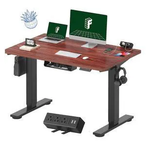 EN2 Whole-Piece Standing Desk with Clamp Power Strip, 48 x 30 Electric Stand Up Height Adjustable Desk with Cable Management (Black Frame + 48" MahoganyTop, 2 Packages) EN2 Whole-Piece Standing Desk with Clamp Power Strip, 48 x 30 Electric Stand Up Height Adjustable Desk with Cable Management (Black Frame + 48" MahoganyTop, 2 Packages)