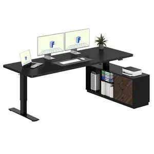 L Shaped Standing Desk with Storage Cabinet for Office Workspace, 79" Spacious Workstation with Drawers, CPU Holder & Cable Management for Commercial Office Use, Black, 3 Packages L Shaped Standing Desk with Storage Cabinet for Office Workspace, 79" Spacious Workstation with Drawers, CPU Holder & Cable Management for Commercial Office Use, Black, 3 Packages