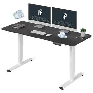 E6 3-Stage Dual Motor 60 x 24 Electric Standing Desk Sit Stand Up Desk, Holds 220 lbs, Adjustable Height w/Memory Presets, One-Piece Black Desktop & White Frame, Ships in 2 Boxes E6 3-Stage Dual Motor 60 x 24 Electric Standing Desk Sit Stand Up Desk, Holds 220 lbs, Adjustable Height w/Memory Presets, One-Piece Black Desktop & White Frame, Ships in 2 Boxes