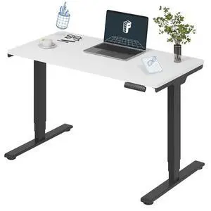 E6 3-Stage Dual Motor Electric Standing Desk 48 x 24 Sit Stand Up Desk, Holds 220 lbs, Adjustable Height w/Memory Presets, One-Piece White Desktop & Black Frame, Ships in 2 Boxes E6 3-Stage Dual Motor Electric Standing Desk 48 x 24 Sit Stand Up Desk, Holds 220 lbs, Adjustable Height w/Memory Presets, One-Piece White Desktop & Black Frame, Ships in 2 Boxes