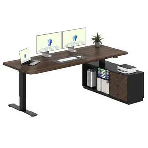 L Shaped Standing Desk with Storage Cabinet for Office Workspace, 79" Spacious Workstation with Drawers, CPU Holder & Cable Management for Commercial Office Use, Black Walnut, 3 Packages L Shaped Standing Desk with Storage Cabinet for Office Workspace, 79" Spacious Workstation with Drawers, CPU Holder & Cable Management for Commercial Office Use, Black Walnut, 3 Packages