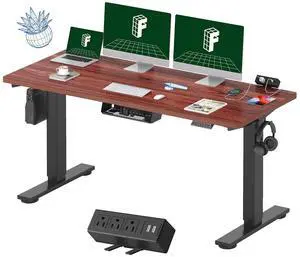 EN2 Whole-Piece Standing Desk with Clamp Power Strip, 60 x 24 Electric Stand Up Height Adjustable Desk with Cable Management (Black Frame + 60" Mahogany Top, 2 Packages) EN2 Whole-Piece Standing Desk with Clamp Power Strip, 60 x 24 Electric Stand Up Height Adjustable Desk with Cable Management (Black Frame + 60" Mahogany Top, 2 Packages)