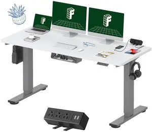 EN2 Whole-Piece Standing Desk with Clamp Power Strip, 60 x 24 Electric Stand Up Height Adjustable Desk with Cable Management (Gray Frame + 60" White Top, 2 Packages) EN2 Whole-Piece Standing Desk with Clamp Power Strip, 60 x 24 Electric Stand Up Height Adjustable Desk with Cable Management (Gray Frame + 60" White Top, 2 Packages)