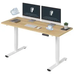 E6 3-Stage Dual Motor 60 x 24 Electric Standing Desk Sit Stand Up Desk, Holds 220 lbs, Adjustable Height w/Memory Presets, One-Piece Maple Desktop & White Frame, Ships in 2 Boxes E6 3-Stage Dual Motor 60 x 24 Electric Standing Desk Sit Stand Up Desk, Holds 220 lbs, Adjustable Height w/Memory Presets, One-Piece Maple Desktop & White Frame, Ships in 2 Boxes