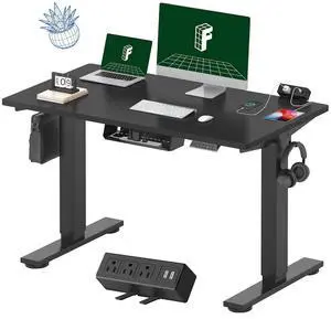 EN2 Whole-Piece Standing Desk with Clamp Power Strip, 48x24'' Electric Stand Up Height Adjustable Desk with Cable Management (Black Frame + 48" Black Table Top) EN2 Whole-Piece Standing Desk with Clamp Power Strip, 48x24'' Electric Stand Up Height Adjustable Desk with Cable Management (Black Frame + 48" Black Table Top)