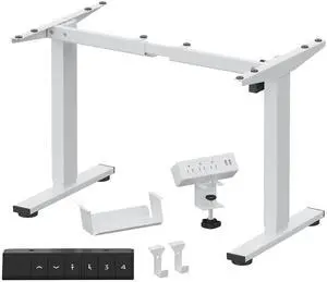 EN2 Standing Desk Frame with Clamp Power Strip and Cable Management Tray, Electric Sit Stand Desk Base with Memory Controller for Home and Office (White Frame Only) EN2 Standing Desk Frame with Clamp Power Strip and Cable Management Tray, Electric Sit Stand Desk Base with Memory Controller for Home and Office (White Frame Only)