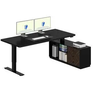 L Shaped Standing Desk with Storage Cabinet for Office Workspace, 63" Spacious Workstation with Drawers, CPU Holder & Cable Management for Commercial Office Use, Black, 3 Packages L Shaped Standing Desk with Storage Cabinet for Office Workspace, 63" Spacious Workstation with Drawers, CPU Holder & Cable Management for Commercial Office Use, Black, 3 Packages