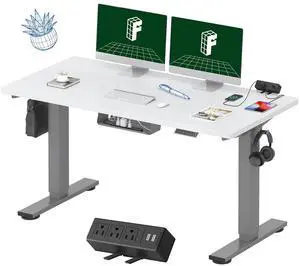 EN2 Whole-Piece Standing Desk with Clamp Power Strip, 55 x 28 Electric Stand Up Height Adjustable Desk with Cable Management (Gray Frame + 55" White Top, 2 Packages) EN2 Whole-Piece Standing Desk with Clamp Power Strip, 55 x 28 Electric Stand Up Height Adjustable Desk with Cable Management (Gray Frame + 55" White Top, 2 Packages)