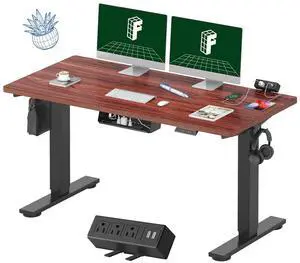 EN2 Whole-Piece Standing Desk with Clamp Power Strip, 55 x 28 Electric Stand Up Height Adjustable Desk with Cable Management (Black Frame + 55" Mahogany Top, 2 Packages) EN2 Whole-Piece Standing Desk with Clamp Power Strip, 55 x 28 Electric Stand Up Height Adjustable Desk with Cable Management (Black Frame + 55" Mahogany Top, 2 Packages)