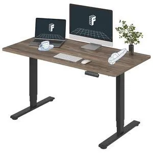 E6 3-Stage Dual Motor Electric Standing Desk 55 x 28 Sit Stand Up Desk, Holds 220 lbs, Adjustable Height w/Memory Presets, One-Piece Brown Wood Grain Desktop & Black Frame, Ships in 2 Boxes E6 3-Stage Dual Motor Electric Standing Desk 55 x 28 Sit Stand Up Desk, Holds 220 lbs, Adjustable Height w/Memory Presets, One-Piece Brown Wood Grain Desktop & Black Frame, Ships in 2 Boxes