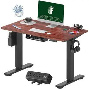 EN2 Whole-Piece Standing Desk with Clamp Power Strip, 40 x 24'' Electric Stand Up Height Adjustable Desk with Cable Management (Black Frame + 40" Mahogany Top, 2 Packages) EN2 Whole-Piece Standing Desk with Clamp Power Strip, 40 x 24'' Electric Stand Up Height Adjustable Desk with Cable Management (Black Frame + 40" Mahogany Top, 2 Packages)
