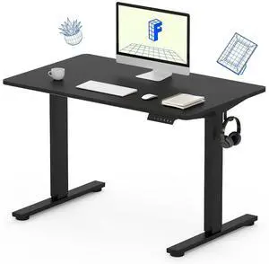 Standing Desk, 48" x 24" One-Piece Desktop, Height Adjustable Computer Desk for Home Office, White Frame & Black Top (One Package) Standing Desk, 48" x 24" One-Piece Desktop, Height Adjustable Computer Desk for Home Office, White Frame & Black Top (One Package)