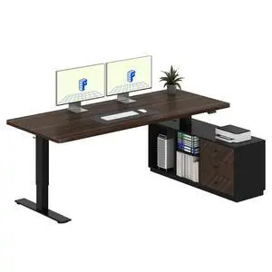 L Shaped Standing Desk with Storage Cabinet for Office Workspace, 71" Spacious Workstation with Drawers, CPU Holder & Cable Management for Commercial Office Use, Black Walnut, 3 Packages L Shaped Standing Desk with Storage Cabinet for Office Workspace, 71" Spacious Workstation with Drawers, CPU Holder & Cable Management for Commercial Office Use, Black Walnut, 3 Packages