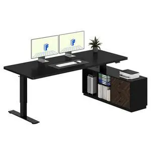 L Shaped Standing Desk with Storage Cabinet for Office Workspace, 71" Spacious Workstation with Drawers, CPU Holder & Cable Management for Commercial Office Use, Black, 3 Packages L Shaped Standing Desk with Storage Cabinet for Office Workspace, 71" Spacious Workstation with Drawers, CPU Holder & Cable Management for Commercial Office Use, Black, 3 Packages