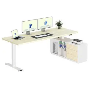 L Shaped Standing Desk with Storage Cabinet for Office Workspace, 79" Spacious Workstation with Drawers, CPU Holder & Cable Management for Commercial Office Use, White Wood Grain, 3 Packages L Shaped Standing Desk with Storage Cabinet for Office Workspace, 79" Spacious Workstation with Drawers, CPU Holder & Cable Management for Commercial Office Use, White Wood Grain, 3 Packages