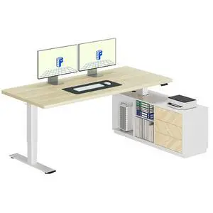 L Shaped Standing Desk with Storage Cabinet for Office Workspace, 63" Spacious Workstation with Drawers, CPU Holder & Cable Management for Commercial Office Use, White Wood Grain, 3 Packages L Shaped Standing Desk with Storage Cabinet for Office Workspace, 63" Spacious Workstation with Drawers, CPU Holder & Cable Management for Commercial Office Use, White Wood Grain, 3 Packages