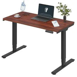 E6 3-Stage Dual Motor Electric Standing Desk 48 x 24 Sit Stand Up Desk, Holds 220 lbs, Adjustable Height w/Memory Presets, One-Piece Mahogany Desktop & Black Frame, Ships in 2 Boxes E6 3-Stage Dual Motor Electric Standing Desk 48 x 24 Sit Stand Up Desk, Holds 220 lbs, Adjustable Height w/Memory Presets, One-Piece Mahogany Desktop & Black Frame, Ships in 2 Boxes
