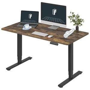 E6 3-Stage Dual Motor Electric Standing Desk 55 x 28 Sit Stand Up Desk, Holds 220 lbs, Adjustable Height w/Memory Presets, One-Piece Special Walnut Desktop & Black Frame, Ships in 2 Boxes E6 3-Stage Dual Motor Electric Standing Desk 55 x 28 Sit Stand Up Desk, Holds 220 lbs, Adjustable Height w/Memory Presets, One-Piece Special Walnut Desktop & Black Frame, Ships in 2 Boxes