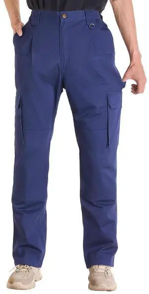 FR Pants for Men, 9 oz 100% Cotton, Flame-Resistant Cargo Pants with Multi-Pockets and Elastic Waist, Reinforced Tear-Proof Stitching, Ideal for Welding Work and Casual Wear, XL Size, Dark Blue FR Pants for Men, 9 oz 100% Cotton, Flame-Resistant Cargo Pants with Multi-Pockets and Elastic Waist, Reinforced Tear-Proof Stitching, Ideal for Welding Work and Casual Wear, XL Size, Dark Blue