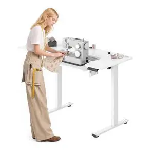 Adjustable Sewing Table with Flush Mount Sewing Machine Bed, Sewing Desk with Dual Adjustable Workspace, Electric Sewing Machine Table for Quilting, Crafting, Tailoring and Home Studio Use Adjustable Sewing Table with Flush Mount Sewing Machine Bed, Sewing Desk with Dual Adjustable Workspace, Electric Sewing Machine Table for Quilting, Crafting, Tailoring and Home Studio Use