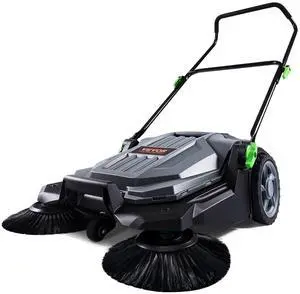 Walk-Behind Hand Push Floor Sweeper, 25.6" Sweeping Width Floor Sweeper Manual Non-Electric, 5-Gallon Waste Container, Angle & Height Adjustable Folding Handle for Walkway, Yard, Garage, Patio Walk-Behind Hand Push Floor Sweeper, 25.6" Sweeping Width Floor Sweeper Manual Non-Electric, 5-Gallon Waste Container, Angle & Height Adjustable Folding Handle for Walkway, Yard, Garage, Patio