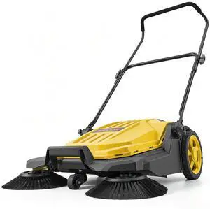 Walk-Behind Hand Push Floor Sweeper, Manual Floor Sweeper Non-Electric with 25.6" Sweeping Width, 5 Gallons Waste Container & Adjustable Folding Handle for Yards Walkways Patios Garages - Yellow Walk-Behind Hand Push Floor Sweeper, Manual Floor Sweeper Non-Electric with 25.6" Sweeping Width, 5 Gallons Waste Container & Adjustable Folding Handle for Yards Walkways Patios Garages - Yellow