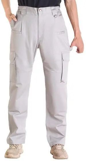 FR Pants for Men, 9 oz 100% Cotton, Flame-Resistant Cargo Pants with Multi-Pockets and Elastic Waist, Reinforced Tear-Proof Stitching, Ideal for Welding Work and Casual Wear, L Size, Gray FR Pants for Men, 9 oz 100% Cotton, Flame-Resistant Cargo Pants with Multi-Pockets and Elastic Waist, Reinforced Tear-Proof Stitching, Ideal for Welding Work and Casual Wear, L Size, Gray