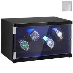 Watch Winder, Rotating Watch Box for High-End Automatic Watches, 4 Watch Winder Case with Quiet Japanese Motors, LED Light, Adjustable Direction and Speed, Multi Modes Watch Winder, Rotating Watch Box for High-End Automatic Watches, 4 Watch Winder Case with Quiet Japanese Motors, LED Light, Adjustable Direction and Speed, Multi Modes