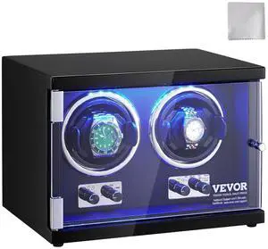 Watch Winder, Rotating Watch Box for High-End Automatic Watches, 2 Watch Winder Case with Quiet Japanese Motors, LED Light, Adjustable Direction and Speed, Multi Modes Watch Winder, Rotating Watch Box for High-End Automatic Watches, 2 Watch Winder Case with Quiet Japanese Motors, LED Light, Adjustable Direction and Speed, Multi Modes