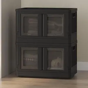 75 QT Stackable Storage Bins With Lids, Collapsible Plastic Storage Bins, Closet Organizers and Storage Containers with Doors and Built-in Wheels For Home, 2 Pack Cubes, Black 75 QT Stackable Storage Bins With Lids, Collapsible Plastic Storage Bins, Closet Organizers and Storage Containers with Doors and Built-in Wheels For Home, 2 Pack Cubes, Black