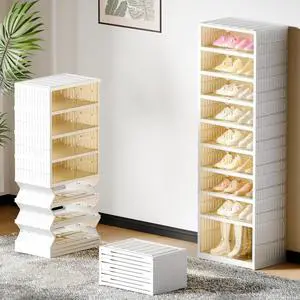 Shoe Rack Organizer Storage Box 9 Tiers-18 Pairs, Tall Portable Folding Shoe Rack for Closet Entryway, Collapsible Shoe Cabinet with Magnetic Clear Door for Front Door Entrance Shoe Rack Organizer Storage Box 9 Tiers-18 Pairs, Tall Portable Folding Shoe Rack for Closet Entryway, Collapsible Shoe Cabinet with Magnetic Clear Door for Front Door Entrance