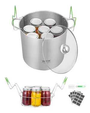 21 QT Canning Pot with Rack and Lid, Stainless Steel Waterbath Canner with Dual Handle and Glass Lid, Compatible with All Cooktops: Induction, Gas, Electric, Glass, Ceramic, Halogen 21 QT Canning Pot with Rack and Lid, Stainless Steel Waterbath Canner with Dual Handle and Glass Lid, Compatible with All Cooktops: Induction, Gas, Electric, Glass, Ceramic, Halogen