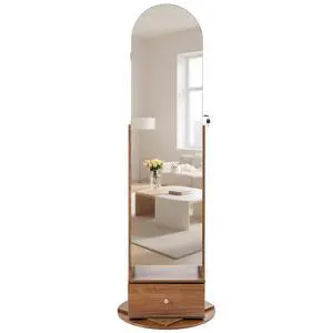 360° Swivel Jewelry Cabinet, 65.1-inch Tall, Full-Length Mirror with Storage, Standing Rotatable Jewelry Armoire Organizer, Lockable with 2 Keys, Accessory Pouches, Storage Shelves and Drawer 360° Swivel Jewelry Cabinet, 65.1-inch Tall, Full-Length Mirror with Storage, Standing Rotatable Jewelry Armoire Organizer, Lockable with 2 Keys, Accessory Pouches, Storage Shelves and Drawer