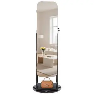 360° Swivel Jewelry Cabinet, 63-inch Tall, Full-Length Mirror with Storage, Standing Rotatable Jewelry Armoire Organizer, Lockable Door with 2 Keys, Accessory Pouches, and Storage Shelves 360° Swivel Jewelry Cabinet, 63-inch Tall, Full-Length Mirror with Storage, Standing Rotatable Jewelry Armoire Organizer, Lockable Door with 2 Keys, Accessory Pouches, and Storage Shelves