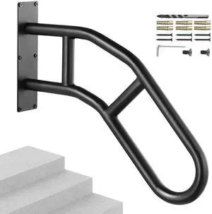 Handrails for Outdoor Steps, 32" Length Wall Mount Safety Railings for 1-3 Steps, U-Shaped Handrail with Matte Black Finished, Stair Handrails for Kids, Elderly, Pregnant Women, Disabled Handrails for Outdoor Steps, 32" Length Wall Mount Safety Railings for 1-3 Steps, U-Shaped Handrail with Matte Black Finished, Stair Handrails for Kids, Elderly, Pregnant Women, Disabled