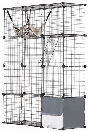 Large 4-Tier Cat Cage, 41 x 14 x 55, Detachable Metal Wire Cat Enclosure, with Litter Box Hammock Ramp ladders, Indoor & Outdoor Crate Exercise Place Ideal for Kitty, Small Animals, Black Large 4-Tier Cat Cage, 41 x 14 x 55, Detachable Metal Wire Cat Enclosure, with Litter Box Hammock Ramp ladders, Indoor & Outdoor Crate Exercise Place Ideal for Kitty, Small Animals, Black