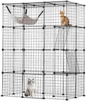 Large 4-Tier Cat Cage, 41 x 28 x 55, Detachable Metal Wire Cat Enclosure, with 4 Front Doors Hammock Ramp ladders, Indoor & Outdoor Crate Exercise Place Ideal for Kitty, Small Animals, Black Large 4-Tier Cat Cage, 41 x 28 x 55, Detachable Metal Wire Cat Enclosure, with 4 Front Doors Hammock Ramp ladders, Indoor & Outdoor Crate Exercise Place Ideal for Kitty, Small Animals, Black