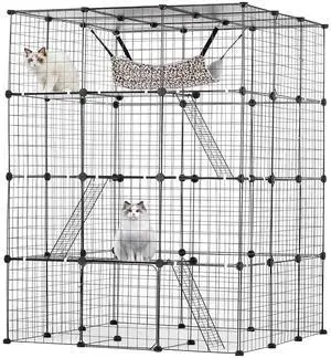 Large 4-Tier Cat Cage, 41 x 41 x 55, Detachable Metal Wire Cat Enclosure, with 4 Front Doors Hammock Ramp ladders, Indoor & Outdoor Crate Exercise Place Ideal for Kitty, Small Animals, Black Large 4-Tier Cat Cage, 41 x 41 x 55, Detachable Metal Wire Cat Enclosure, with 4 Front Doors Hammock Ramp ladders, Indoor & Outdoor Crate Exercise Place Ideal for Kitty, Small Animals, Black