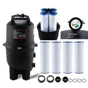 2026 PRO Cartridge Pool Filter Tank & Element for Above Ground & Inground Pools, Large 320-325Sq. Ft Cleaner System Compatible W/Pumps 2 to 2.5 HP| Up to 11769 GPH for Pools Up to 94150 Gallons 2026 PRO Cartridge Pool Filter Tank & Element for Above Ground & Inground Pools, Large 320-325Sq. Ft Cleaner System Compatible W/Pumps 2 to 2.5 HP| Up to 11769 GPH for Pools Up to 94150 Gallons