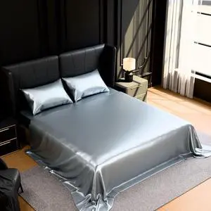Ultra-Soft Satin Sheets Full Size Bed Set, Luxury Soft Grey Silky Sheets for Hair and Skin, Non-Fading & Wrinkle Free, 2 Pillowcases, 1 Flat Sheet, 1 Fitted Sheet Ultra-Soft Satin Sheets Full Size Bed Set, Luxury Soft Grey Silky Sheets for Hair and Skin, Non-Fading & Wrinkle Free, 2 Pillowcases, 1 Flat Sheet, 1 Fitted Sheet
