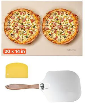 Pizza Stone, 20 x 14 x 0.6 in Rectangular Cordierite Pizza Stone, 1450 Heat-Resistant Cook Stone, Extra Large Baking-Stone with Metal Peel, Scraper, for Kitchen Bake Oven, BBQ Grill Pizza Stone, 20 x 14 x 0.6 in Rectangular Cordierite Pizza Stone, 1450 Heat-Resistant Cook Stone, Extra Large Baking-Stone with Metal Peel, Scraper, for Kitchen Bake Oven, BBQ Grill