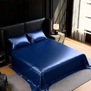 Ultra-Soft Satin Sheets Queen Size Bed Set, Luxury Soft Navy Blue Silky Sheets for Hair and Skin, Non-Fading & Wrinkle Free, 2 Pillowcases, 1 Flat Sheet, 1 Fitted Sheet Ultra-Soft Satin Sheets Queen Size Bed Set, Luxury Soft Navy Blue Silky Sheets for Hair and Skin, Non-Fading & Wrinkle Free, 2 Pillowcases, 1 Flat Sheet, 1 Fitted Sheet
