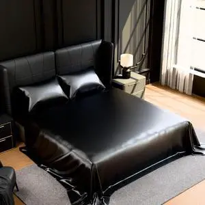 Ultra-Soft Satin Sheets Queen Size Bed Set, Luxury Soft Black Silky Sheets for Hair and Skin, Non-Fading & Wrinkle Free, 2 Pillowcases, 1 Flat Sheet, 1 Fitted Sheet Ultra-Soft Satin Sheets Queen Size Bed Set, Luxury Soft Black Silky Sheets for Hair and Skin, Non-Fading & Wrinkle Free, 2 Pillowcases, 1 Flat Sheet, 1 Fitted Sheet
