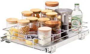 12.5"Wx16.5"Dx3.5"H Pull Out Cabinet Organizer, Heavy Duty Slide Out Pantry Shelves, Chrome-Plated Steel Roll Out Drawers Storage, for Home, Under Sink, 14"Wx17.5"Dx7"H Install Size for Cabinet 12.5"Wx16.5"Dx3.5"H Pull Out Cabinet Organizer, Heavy Duty Slide Out Pantry Shelves, Chrome-Plated Steel Roll Out Drawers Storage, for Home, Under Sink, 14"Wx17.5"Dx7"H Install Size for Cabinet