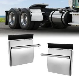 Stainless Steel Quarter Fenders for Semi Trucks, 24" x 24" Semi Truck Fenders with Tube Bracket and Mounting Hardware, 1 Pair Right & Left Quarter Fender Set, Fit for Freightliner, Peterbilt Stainless Steel Quarter Fenders for Semi Trucks, 24" x 24" Semi Truck Fenders with Tube Bracket and Mounting Hardware, 1 Pair Right & Left Quarter Fender Set, Fit for Freightliner, Peterbilt