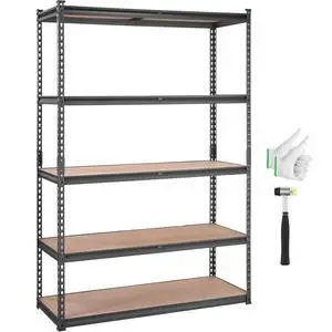 Storage Shelving Unit, 5-Tier Adjustable, 2000 lbs Capacity, Heavy Duty Garage Shelves Metal Organizer Utility Rack, Black, 48" L x 18" W x 72" H for Kitchen Pantry Basement Bathroom Laundry Storage Shelving Unit, 5-Tier Adjustable, 2000 lbs Capacity, Heavy Duty Garage Shelves Metal Organizer Utility Rack, Black, 48" L x 18" W x 72" H for Kitchen Pantry Basement Bathroom Laundry