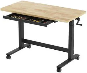 47.2" x 23.6" Adjustable Height Workbench with Hand Crank, Drawers & 360° Wheels Rubber Wood Top Heavy-Duty Workstation & Steel Frame for Garage, Studio, Kitchen or Workshop 47.2" x 23.6" Adjustable Height Workbench with Hand Crank, Drawers & 360° Wheels Rubber Wood Top Heavy-Duty Workstation & Steel Frame for Garage, Studio, Kitchen or Workshop
