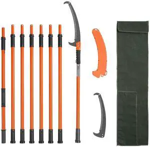 Manual Pole Saw, 7.3-27 ft Extendable Tree Pruner, Sharp Steel Blade High Branches Trimming, Manual Branch Trimmer with Lightweight 8 Fiberglass Handles, for Pruning Palms and Shrubs Manual Pole Saw, 7.3-27 ft Extendable Tree Pruner, Sharp Steel Blade High Branches Trimming, Manual Branch Trimmer with Lightweight 8 Fiberglass Handles, for Pruning Palms and Shrubs