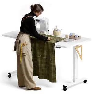 Electric Adjustable Workbench, 55x28 Inches Ergonomic Worktable with Wheels for Garage, Workshop, Office and Home, Spacious Desktop for Woodworking Sewing and Crafts, White, 3 Packages Electric Adjustable Workbench, 55x28 Inches Ergonomic Worktable with Wheels for Garage, Workshop, Office and Home, Spacious Desktop for Woodworking Sewing and Crafts, White, 3 Packages